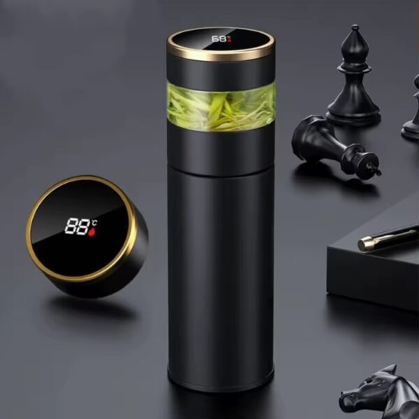 فلاسک هوشمند دماسنج‌دار با لوگوی FOWNIX | استیل 304 با نمایشگر LED و صافی دمنوش - تصویر 8