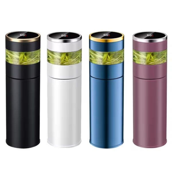 فلاسک هوشمند دماسنج‌دار با لوگوی FOWNIX | استیل 304 با نمایشگر LED و صافی دمنوش - تصویر 10