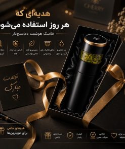Alternative view of فلاسک هوشمند دماسنج‌دار با لوگوی FOWNIX | استیل 304 با نمایشگر LED و صافی دمنوش